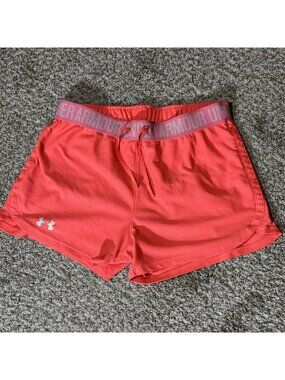Under Armour Athletic Shorts Women's S-M Play Up Neon Coral Pink Elastic Waist